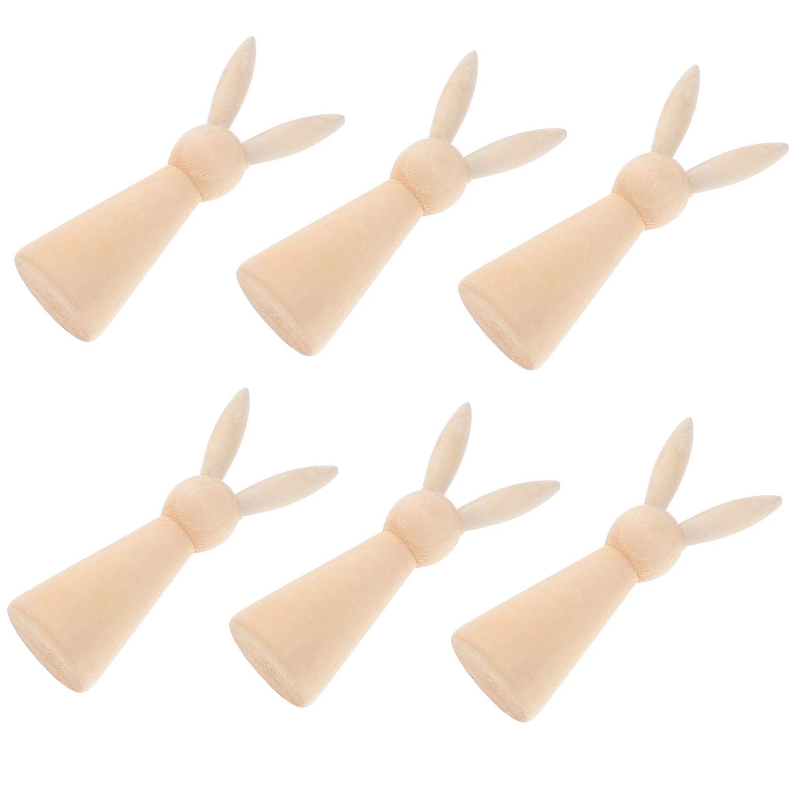 

6 Pcs Easter Bunny Rabbit Wood Sign Table Centerpiece DIY Crafts Unfinished Wooden Figurines Easter Decorations