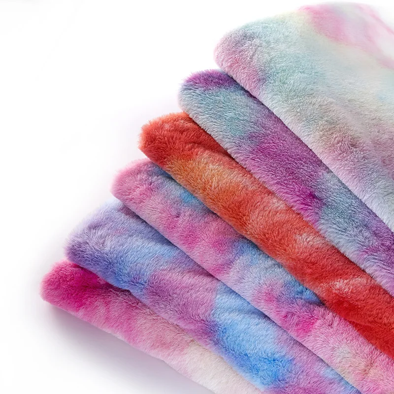 Kolorowa aksamitna tkanina Tie-Dye zagęścić królik pluszowa tkanina aksamitna tkanina poliester krótka flanelowa DIY Handmade szycie pikowanie