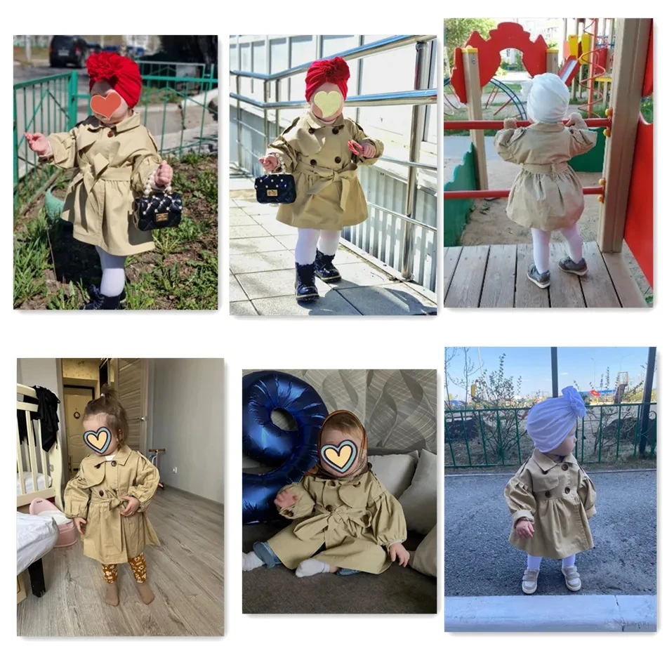 2023 Girls\' Coat Kids Jacket Children\'s Clothing New Spring Autumn Korean Style Cute Long Trench Baby Girls Windbreaker