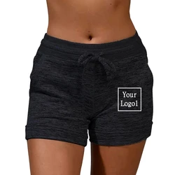 Pantalones cortos de cintura alta con logotipo personalizado para mujer, pantalones cortos de gimnasio, falda, Sexy, lindo, ropa de verano