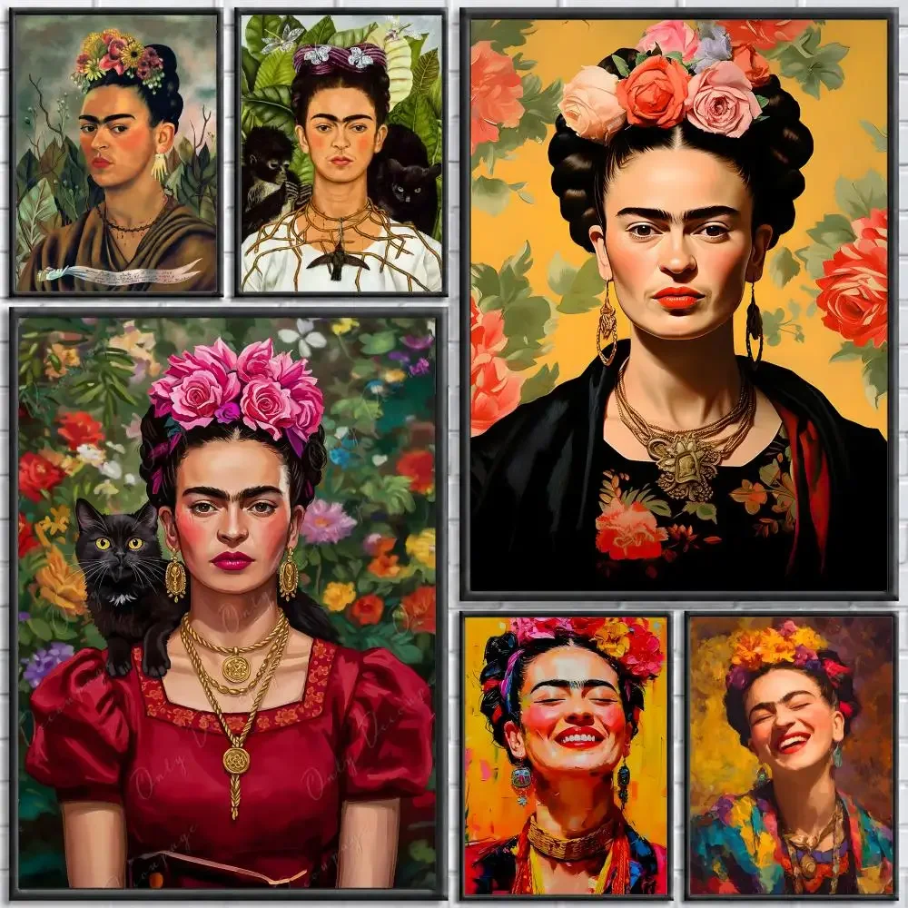 Artist Frida Kahlo Poster Poster Wall Sticker Waterproof Self Adhesive HD Art Bedroom Bar Decor