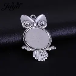 10pcs/lot Owl Pendant Settings 20/25mm Cabochon Bases Vintage Bezel Tray For DIY Jewelry Making Supplies Accessories