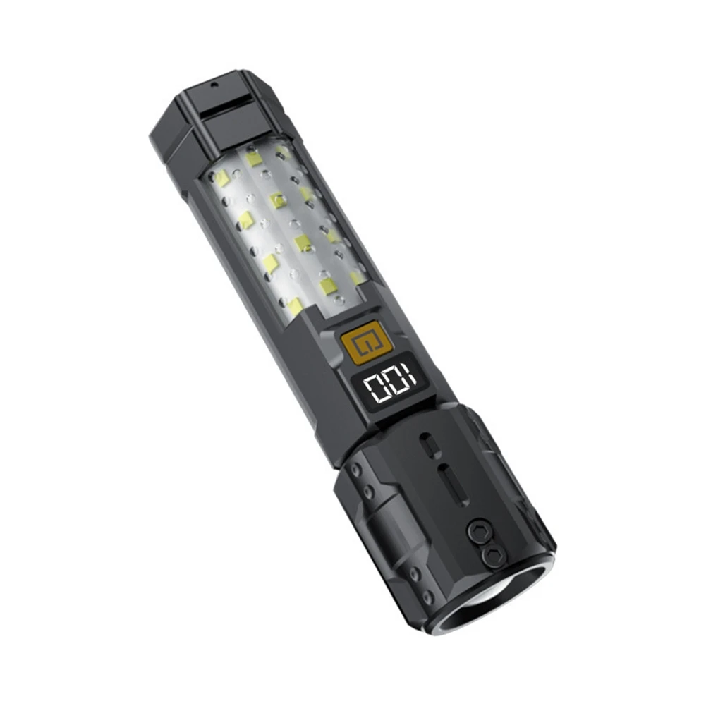 ABKQ-Zoom Flashlight Car Portable Work Light Multi-Function Outdoor Flashlight LED Warning Searchlight