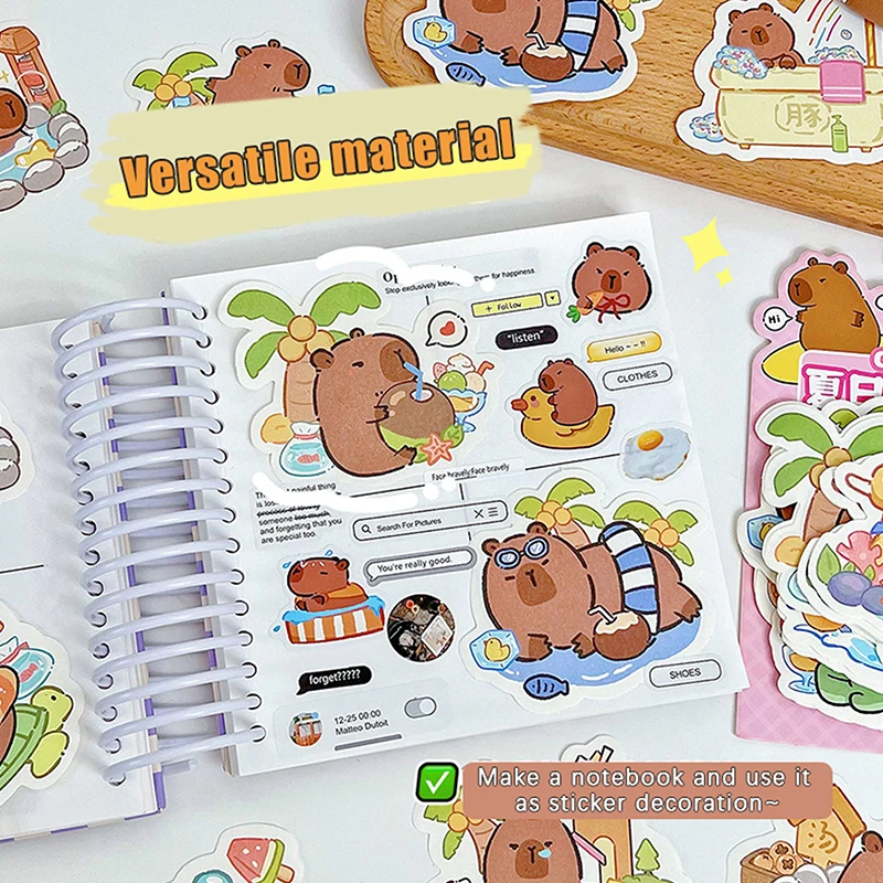 100Sheets Creative Capybara Note Paper Cartoon Cute Notebook Non Sticky Decals Stationery Student Stationery Stickers Scrapbook