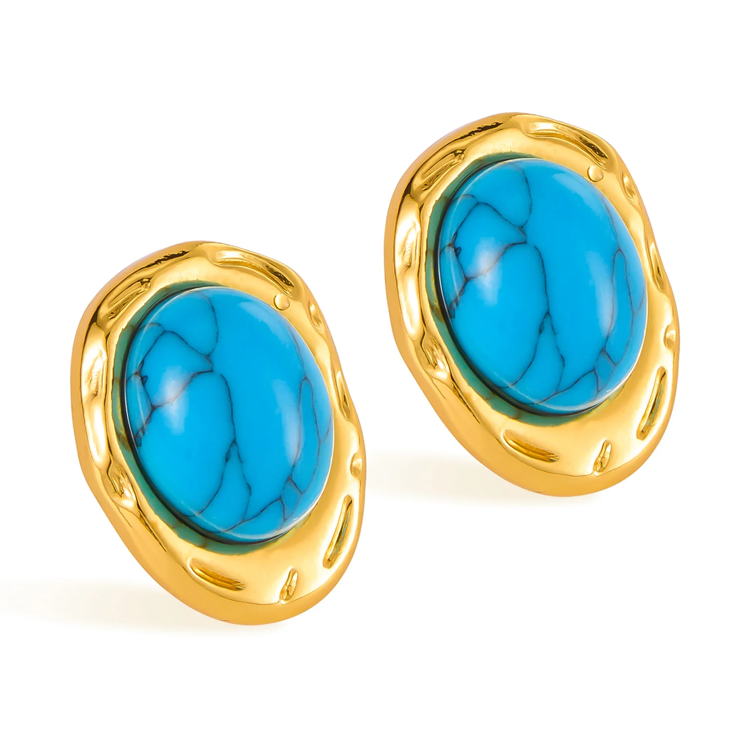 

Vintage Bohemian Stainless Steel Earrings for Women, Blue Turquoise Statement Dangle Jewelry