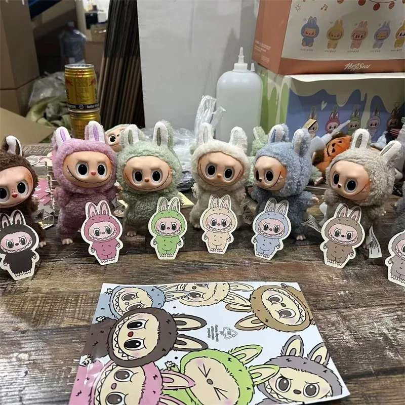 Boneca de rosto de vinil Labubu-The Monsters, caixa cega de boneca macaron com movimento de coração, bolsa de adivinhação de figura, réplica de alta qualidade da China