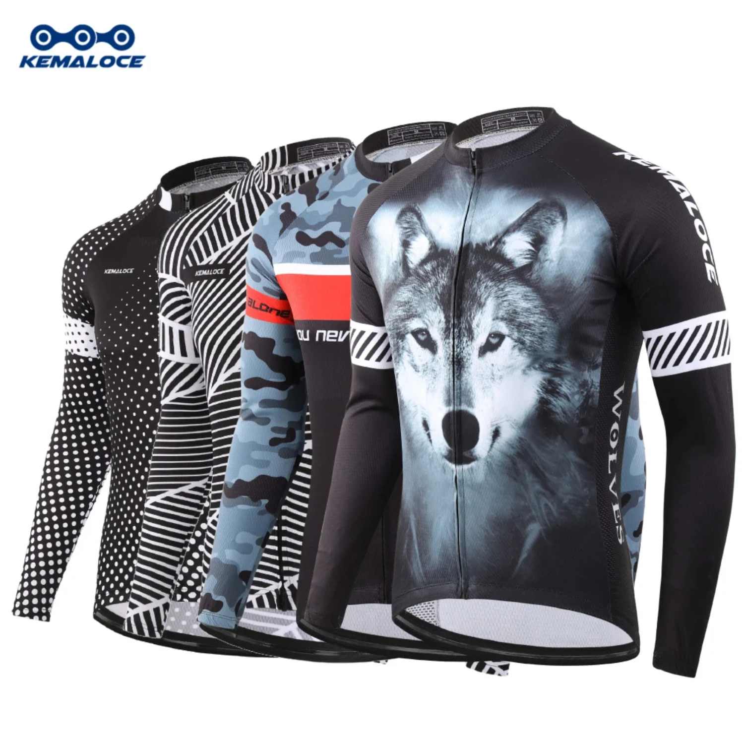 Long Cycling Jersey Camouflage 2024 Quick Dry Anti UV Longsleves Bike Jersey Grey&Blue Men Long Bicycle Shirts