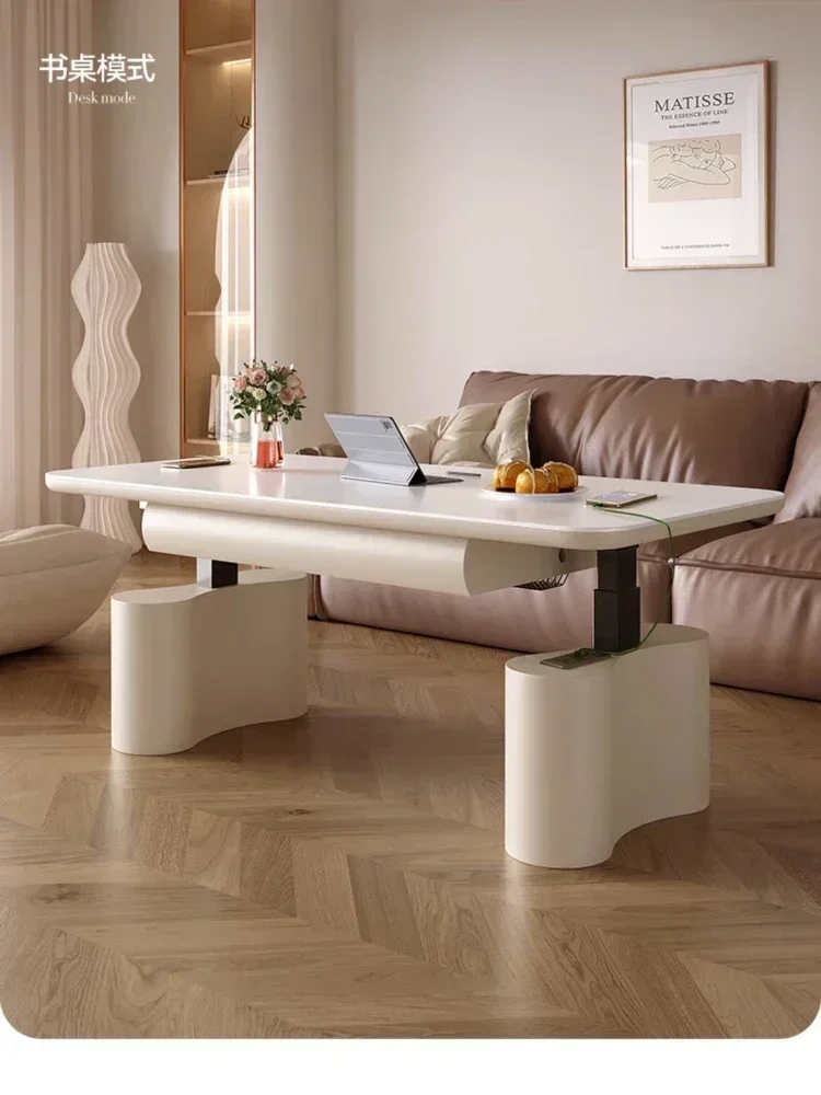 Automatic Lifting Coffee Table Stone Plate Living Room Intelligent Electric Heating Multifunctional Dining Table Double-Use