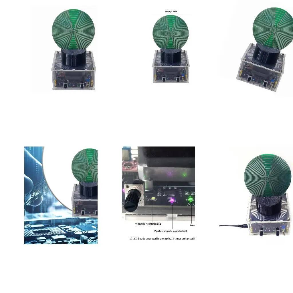 

652F Spectrum Oscillator Disc with Rotate Copper Coil Antennas LED Visualized Field Enhancement for Space Improvement