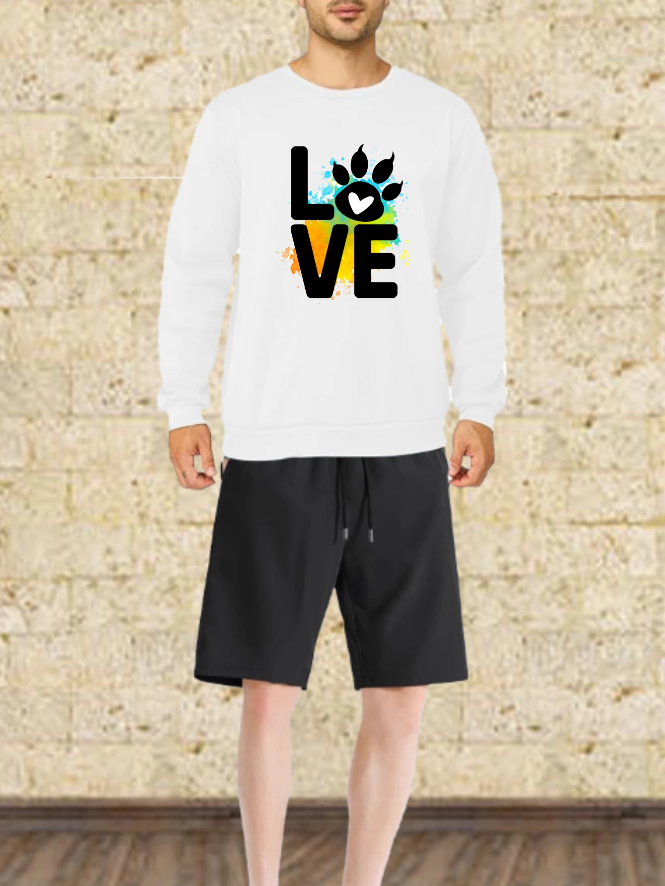 Men's sets Autumn Quick drying Love Paw printed Graphic T-shirts Suit luxury men's clothing man tracksuit set Long sleeve tee