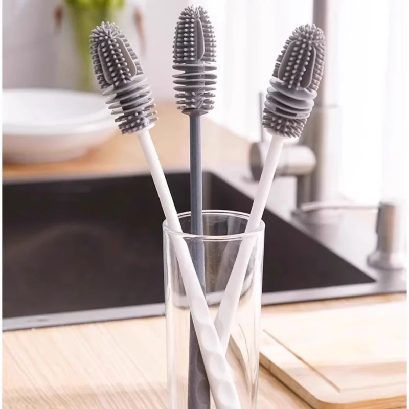 Long‑Handle Silicone Bottle Brush 360° Dead‑Corner Cup Cleaning Brush for Water Bottle Mug