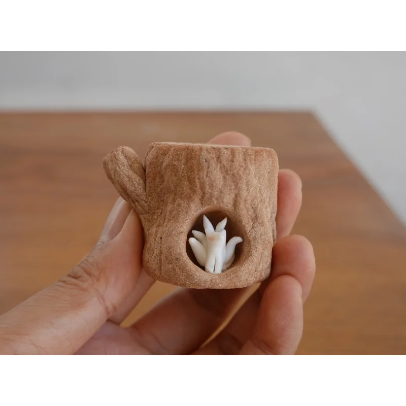 

Tree Hole Sleeping Fairy Cat God Cover Fine Tea Pet Supportable Ceramic Handmade Cover Holder Tea Ware Yixing Clay Teapot Lid Hi