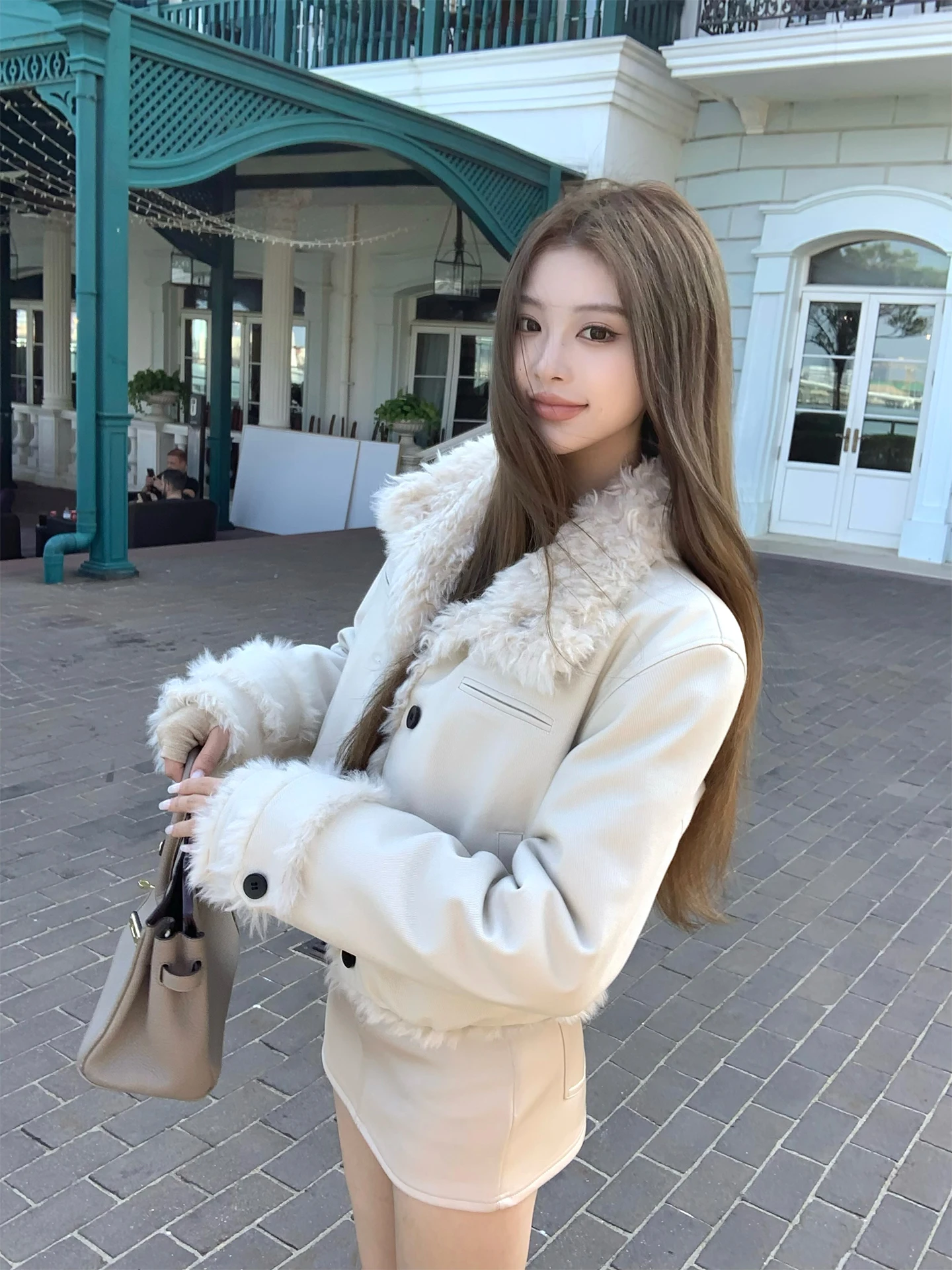 

Бархатное меховое пальто Titi Little Sister, женская зимняя свободная двусторонняя одежда, теплая верхняя одежда Plu, повседневная одежда