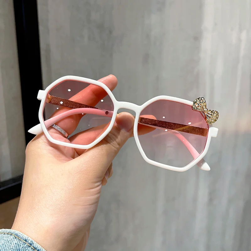 2026 Metal Bow Children's Cartoon Sunglasses Fashion Polygonal Sunglasses Cute Girls boys Babys Sunscreen Sunglasses