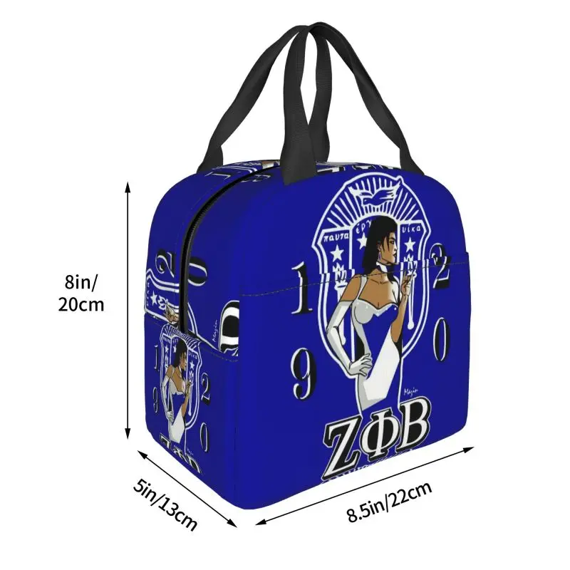 مخصص زيتا فاي بيتا زوب الحرارية معزول حقيبة الغداء المرأة اليونانية 1920 حاوية الغداء القابلة لإعادة الاستخدام للأطفال صندوق طعام متعدد الوظائف #3