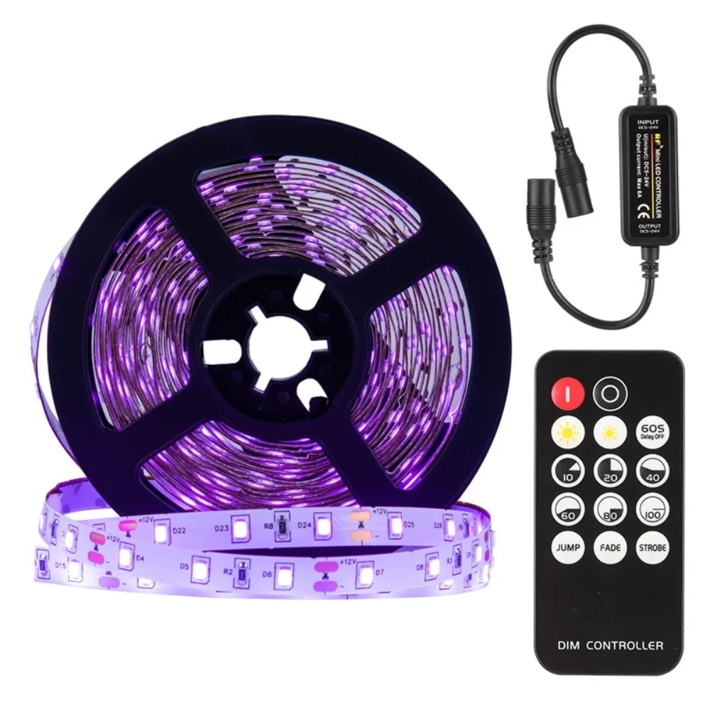 Imagem -02 - Flexível Kit Led Light Strip Instalação uv Luz Negra Festa de Quarto Familiar Casamento Halloween Dark Party 360 Led 12v 5m