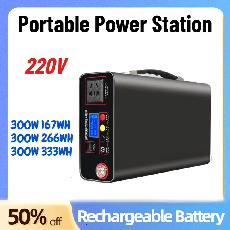 NEW 300W Portable Power Station 220V Solar Generator Outdoor Camping Emergency Mobile Power Bank 90000mAh LiFePO4 Backup