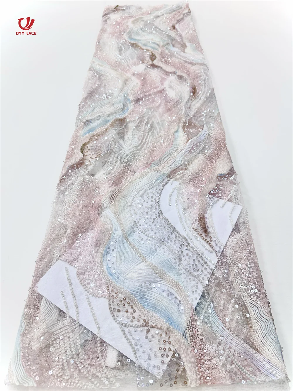 

African Nigerian Groom Sequins Beads Lace Fabric 2026 High Quality French Tulle Lace Fabric for Bridal Dress Sewing