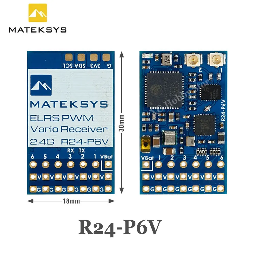 Приемник MATEK MATEKSYS R24-P6V EXPRESSLRS 2,4 ГГц PWM VARIO 2,4 ГГц ISM 180 дБм (мВт) для дрона RC FPV