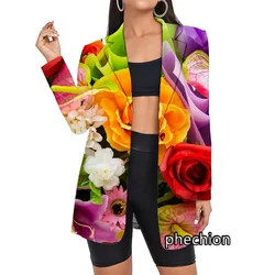 Phechion New Fashion Women Flower 3D Printed Blazer giacca Casual cappotto oversize Streetwear abbigliamento C01