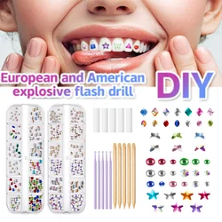 12 Grids Dental Tooth Gems Kit Tooth Gems Crystals Diamonds Horse Eyes, Butterflies, Hearts Various Shape Oral Decorations