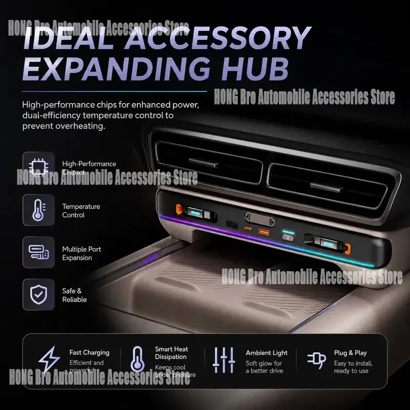For Li Auto L6 L7 L8 L9 Car Dock Aromatherapy Ambient Light Expansion Charger Auto Accessories Interior Decoration Supplies
