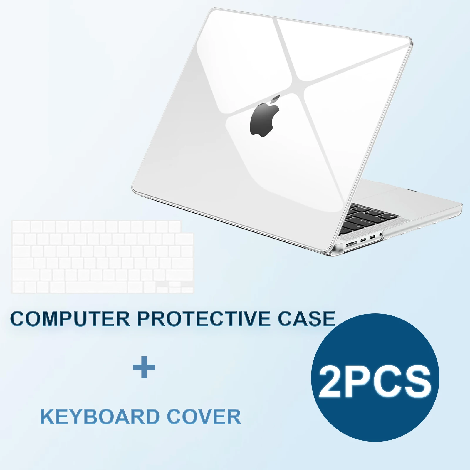 

Суперкристально чистый чехол, 2 шт., совместимый с MacBook Pro 14 дюймов M4 M3 M2 M1 Pro Max Chip, кристально чистый чехол + крышка клавиатуры