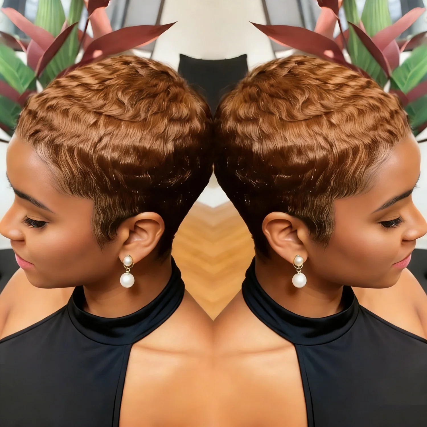 

Стильные элегантные парики с прической пикси из 100% натуральных человеческих волос, полностью машинной работы, для женщин, для ежедневного использования.