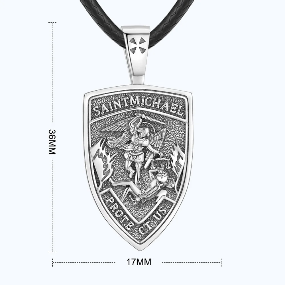 Eudora 925 Sterling Silver Michael Angel Medal Necklace Vintage Embossed Patronus Pendant Men Women Fashion Jewelry Gifts