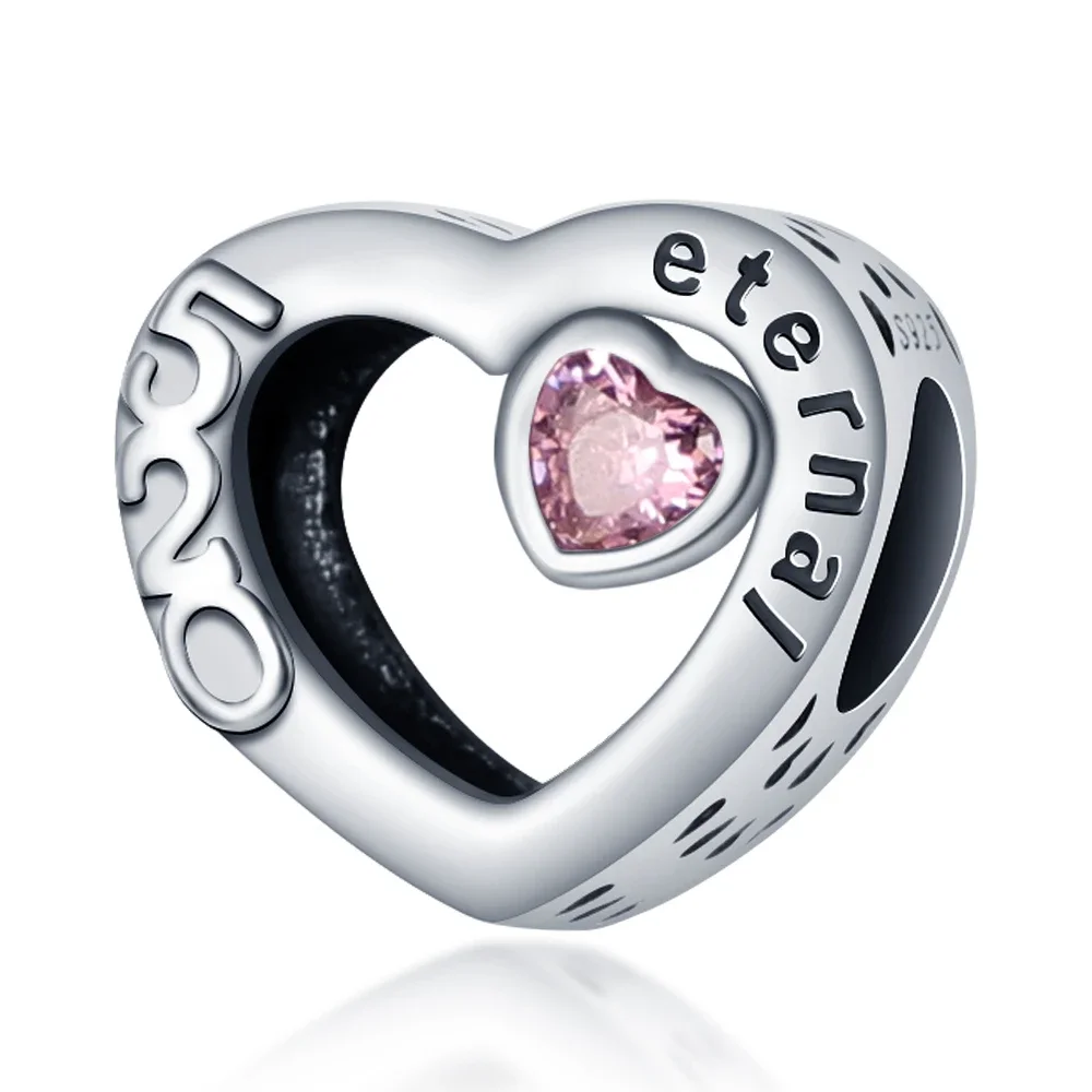 2026 جديد 925 الفضة النقية رومانسية الكلاسيكية زهرة القلب ارتفع حبة سوار DIY بها بنفسك رائعة صنع المجوهرات هدية