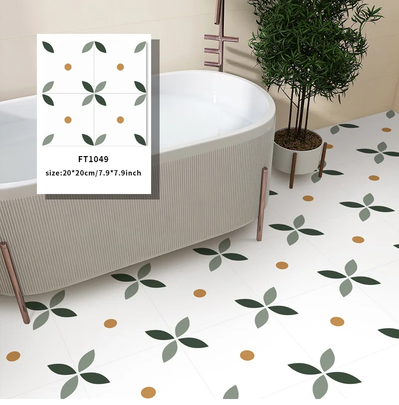 12 قطعة من طبقة لاصقة الحائط ذات السطح الأزرق والرمادي غير اللامع للبلاط/الأرض في أرضية المطبخ باكسبلاش ورق حائط فني من مادة PVC قابل للتقشير والعصا