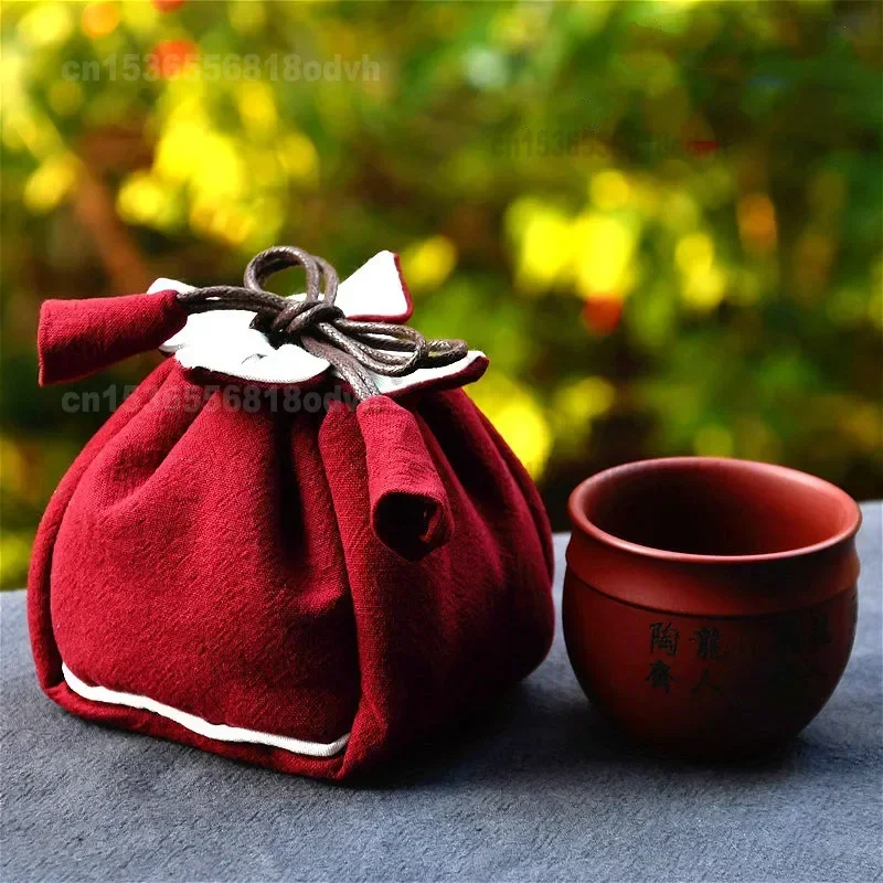 Thickened Purple Clay Tea Pot Cover Cotton Bundle Pocket Tea Cup Protective Storage Bag for Single Pot Tea Set