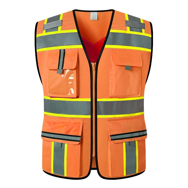 

Reflective Safety Vest For Women Men High Visibility Security With Pockets Zipper Front Meets ANSI/ISEA Standards