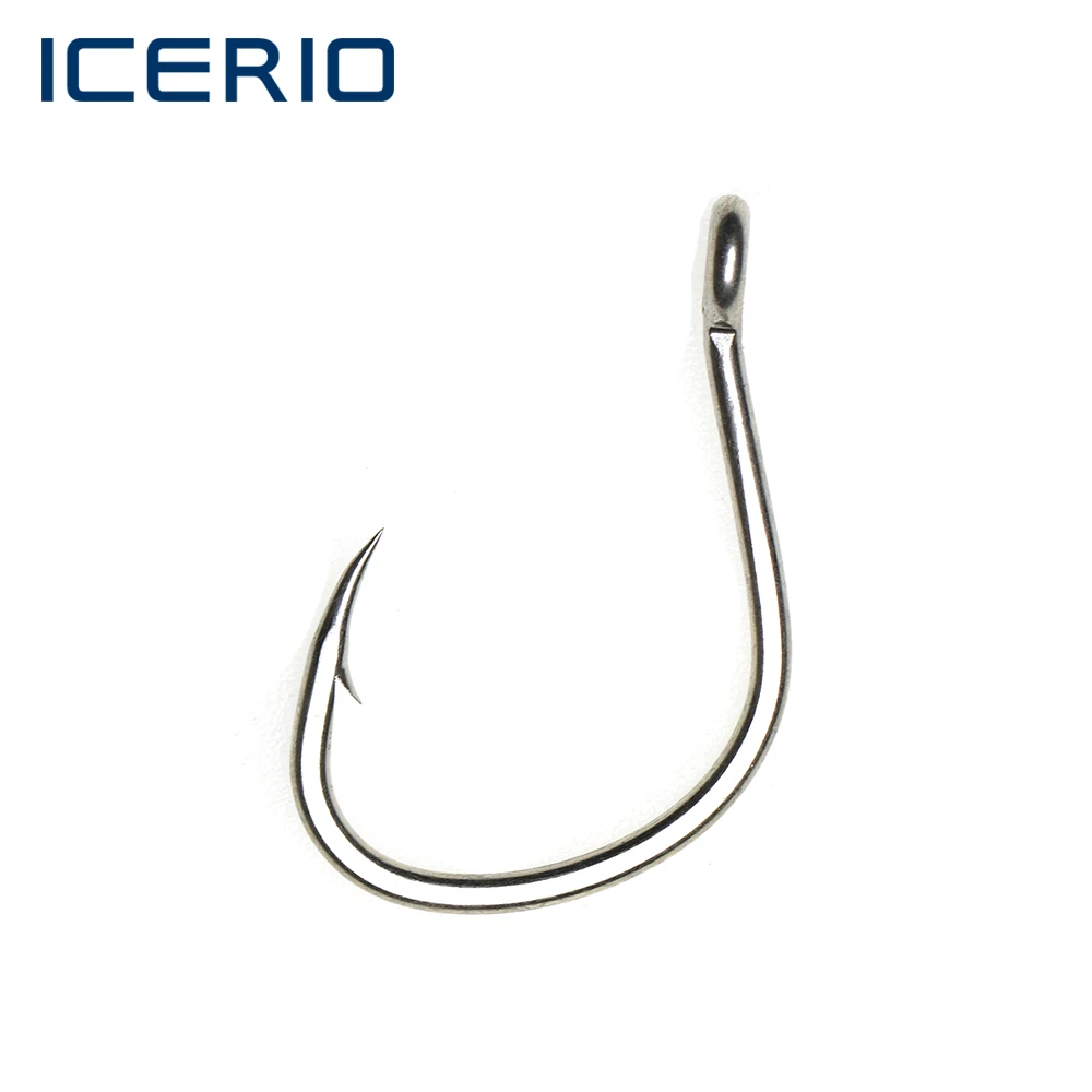 ICERIO 50PCS Bright Tin Anti-rust Saltwater Fishhooks High Carbon Steel Barbed Fishhook Assist Jigging Lure Hook