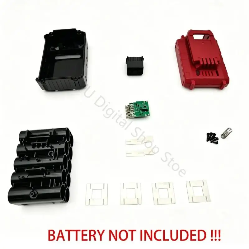 96BA Elektrowerkzeug-Akkugehäuse-Set für 18 V/20 V, 10 x 18650 Stück, Reparatur, Ersatzgehäuse mit Leiterplatte – Detail 8