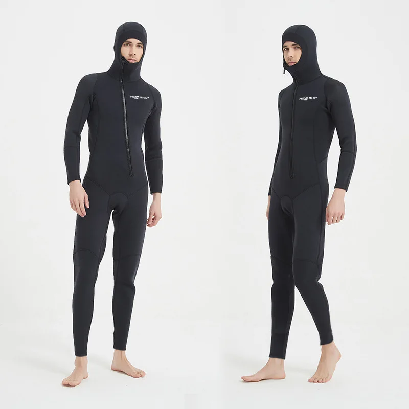 3MM hooded diving suit with diagonal zipper at the front to protect against cold and warm surfing black swimming free diving sui