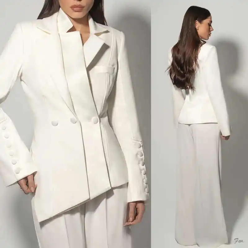 Unique Design Women Suits 2 Piece Jacket Pants Crystal Beads Lady Fashionable Business Occasion Banquet Party Customized