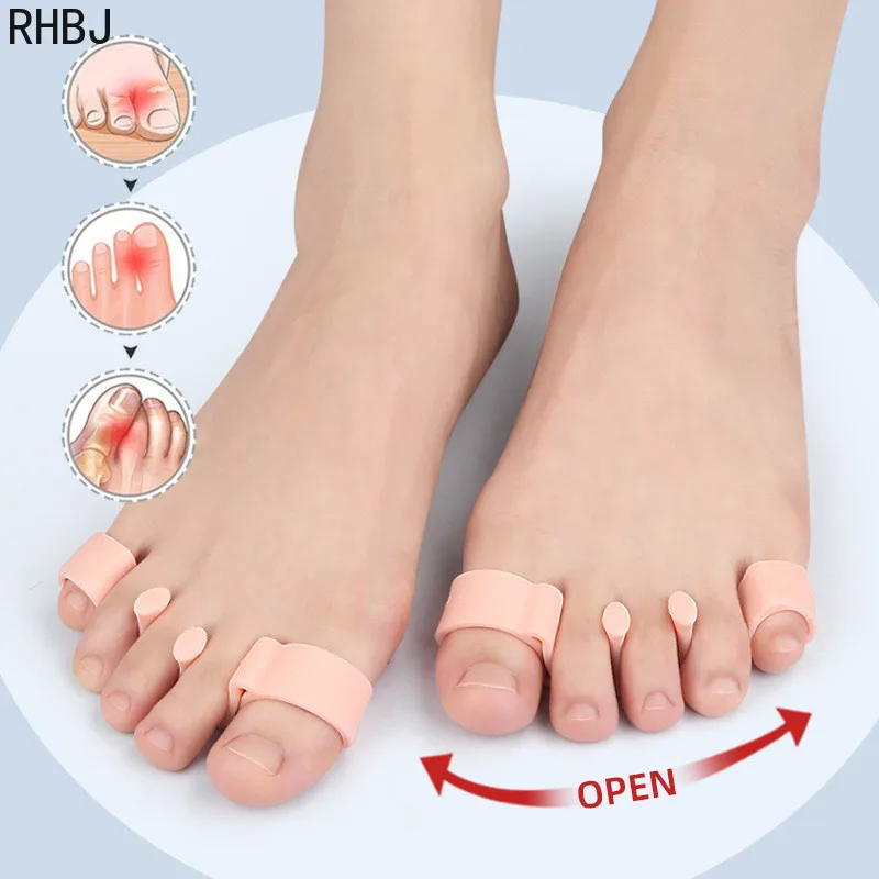 RHBJ 1pair New Specialized Foot Orthosis Device Hallux Valgus Corrector Toe Separation Toe Overlap Comb Splitter Along Toe Pad