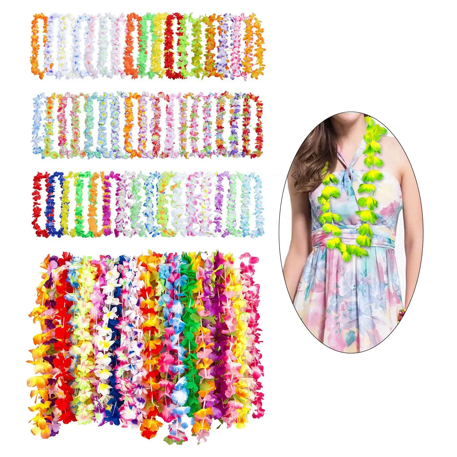 

Hawaiian Leis Set Luau Leis Garland for Adults Artificial Flower Necklaces for