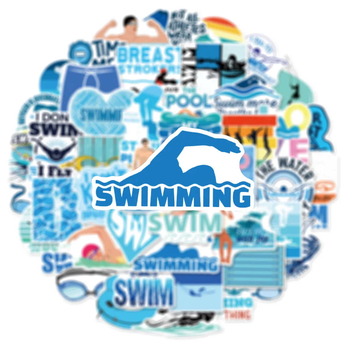 

10/50PCS Sports Swimming Sticker DIY Phone Laptop Luggage Skateboard Water Cup Cartoon Graffiti Decals Fun for Kids Toys Gifts