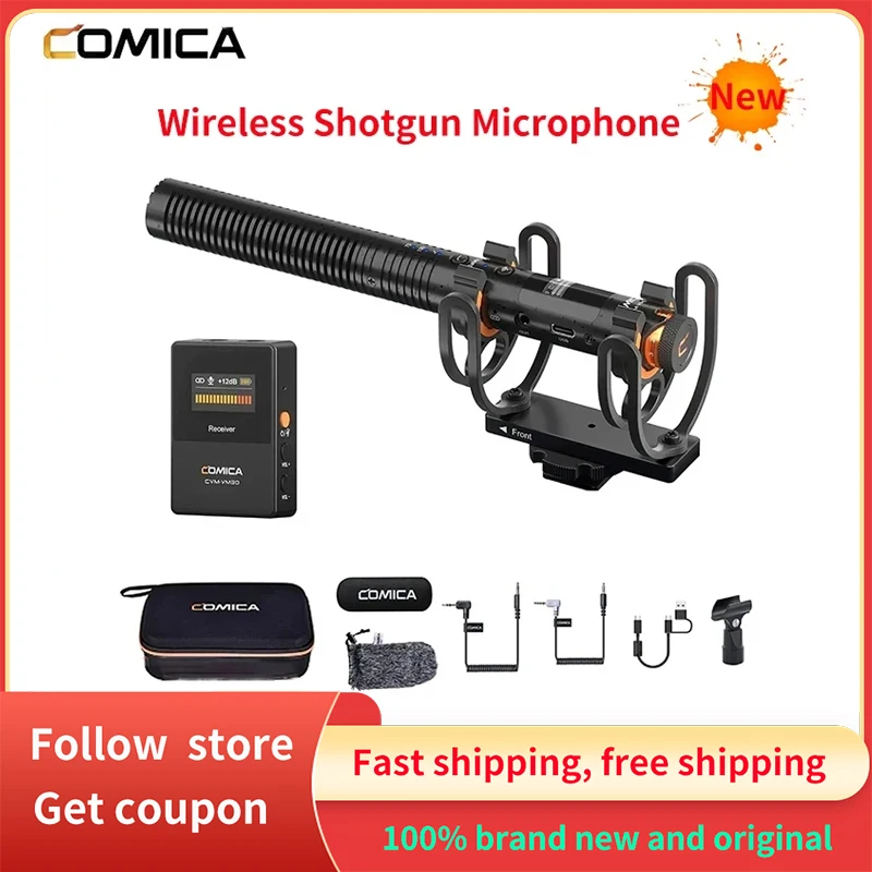 COMICA VM30 2.4G Super Cardioid Condenser Wireless Shotgun Microphone for Smartphone,Camera, Computer