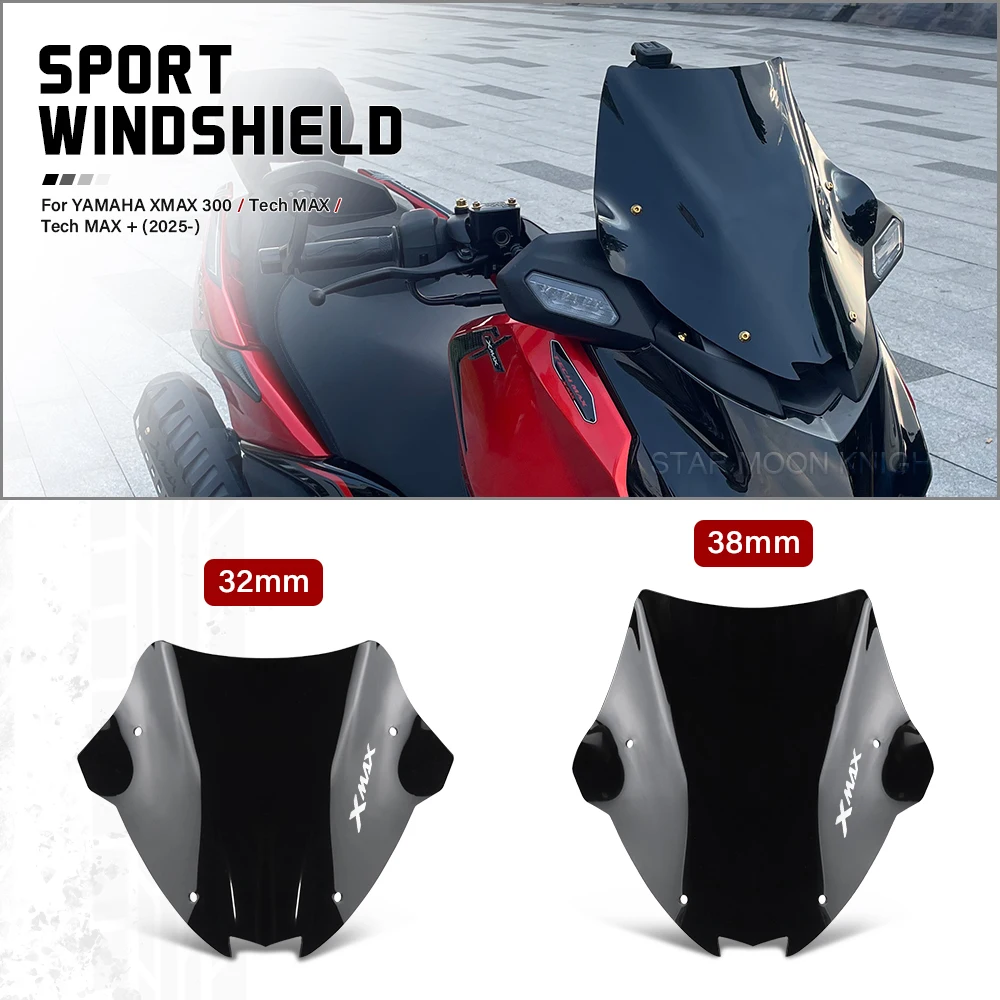 

2025 For YAMAHA XMAX300 X-MAX300 Tech MAX+ Motorcycle Sport Windshield WindScreen Visor Viser XMAX 300 Screen Windshield Fairing