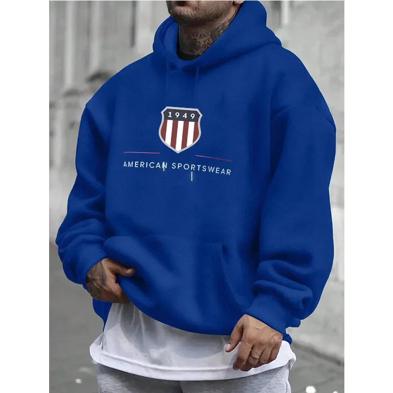 Men's hooded sweatshirt - Warm-up men's casual hoodie - Fashionable and relaxed style - 1949 print pullover shirt