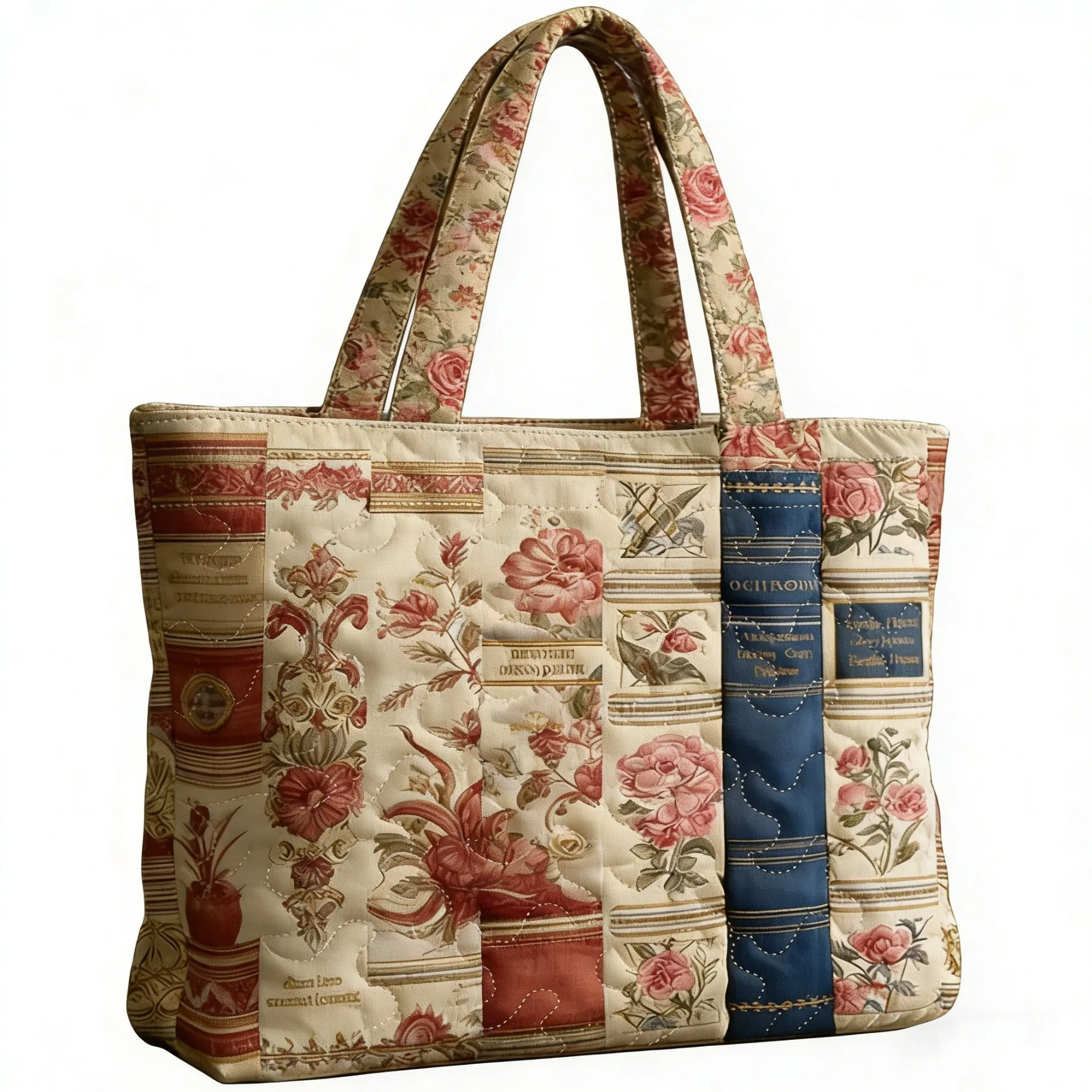 BRose Handbag Patchwork Valley Quilted Tote Women's Casual Shoulder Bag Daily Splicing Floral Fragments Shopping