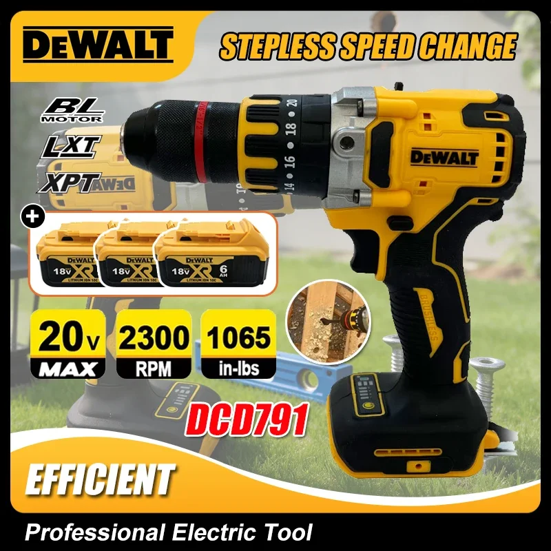 

Аккумуляторная дрель-шуруповерт DEWALT DCD791 с бесщеточным двигателем, многофункциональный электроинструмент для дома, перезаряжаемый