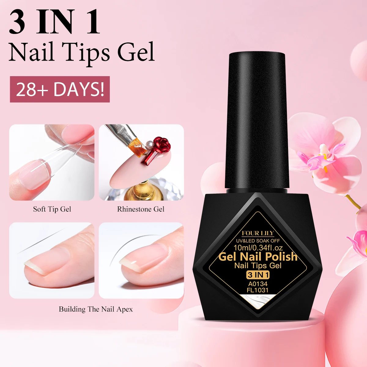 3 IN 1 Soft Nail Tips Gel Transparent Nail Tips Gel For False Nails Extension Strong Adhesive Tip Glue UV LED Soak Off Manicure