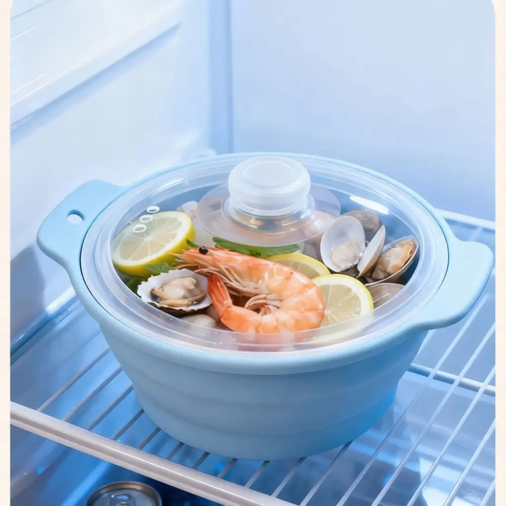 Foldable Silicone Steamer Pot Collapsible Soup Cooker Food Grade Microwave Oven Air Fryer Safe Kitchen Camping Cooking Tool