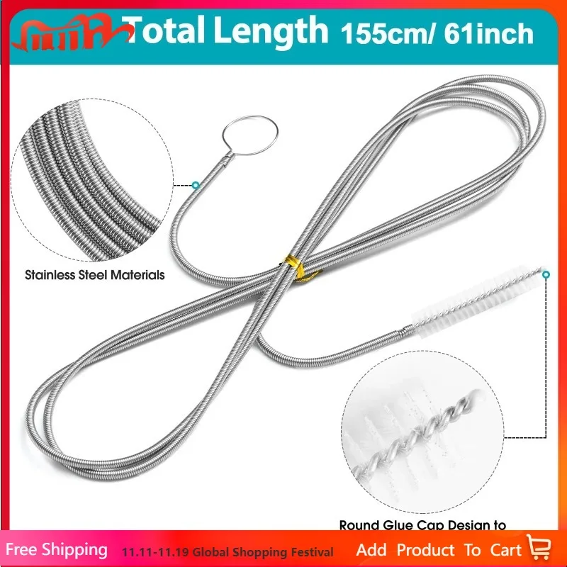 

Multipropose Long Drain Brush Flexible Feeding Tube Brush Slim Cleaning Brush Hose Pipe Brush Clean Drain Outlet Dredging Tool