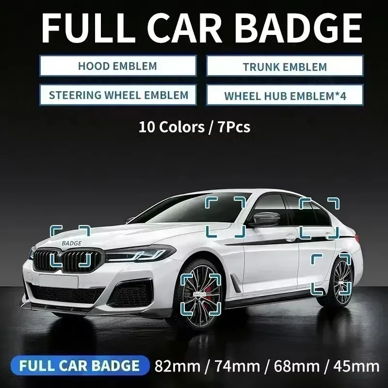 

Для BMW 7 шт. эмблема переднего капота автомобиля логотип 50-летия 82 мм + задний значок 74 мм + крышка ступицы колеса 68 мм декоративная крышка Стайлинг