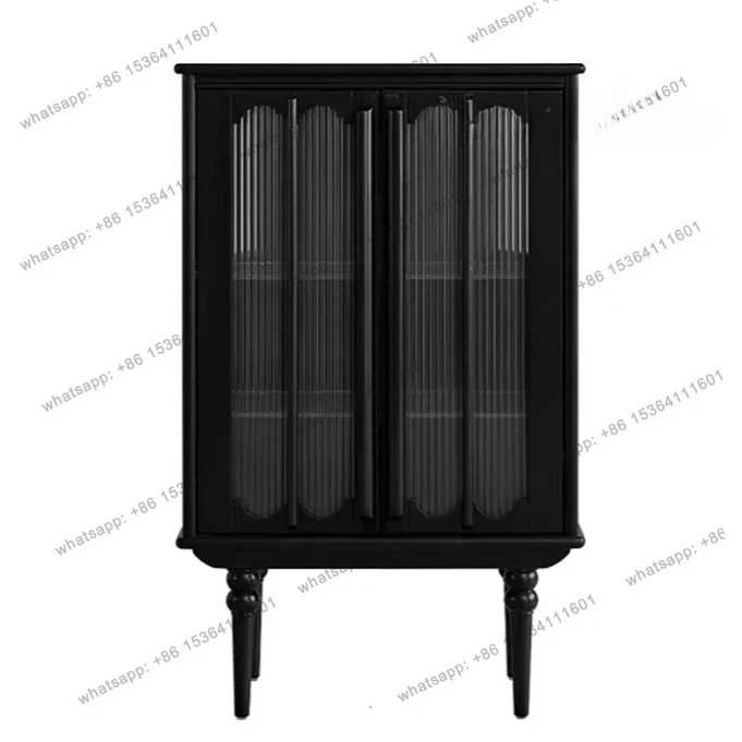 American Solid Wood Side  Sideboard Cabinet Retro Living Room Storage Height Side Cabinet Dining Room Wine Cabinet Bookcase